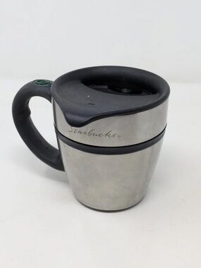 Vintage 2001 Starbucks Stainless Steel Travel Chubby Coffee Mug Barista 12 oz